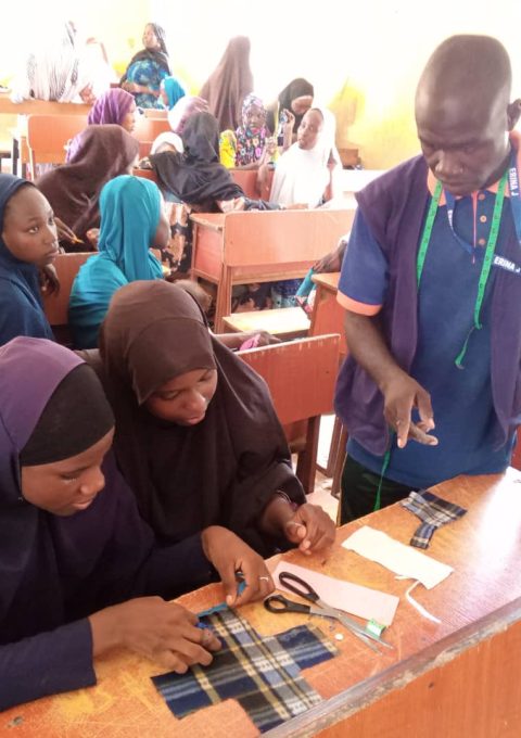 8. participants cutting reusable pads